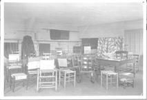 SA1324.2 - Many types of chairs shown. Identified on the back., Winterthur Shaker Photograph and Post Card Collection 1851 to 1921c